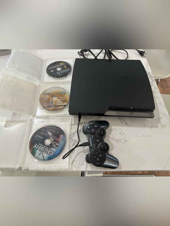 Sony Other - Sony Black PS3 Slim Console with Wired DualShock Controller and Game Discs